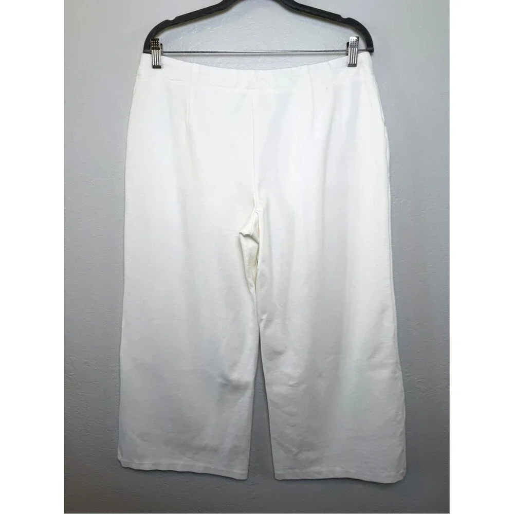 Haver + Blair Women's White Wide-Leg Pull-On Pants Large Patch Pockets